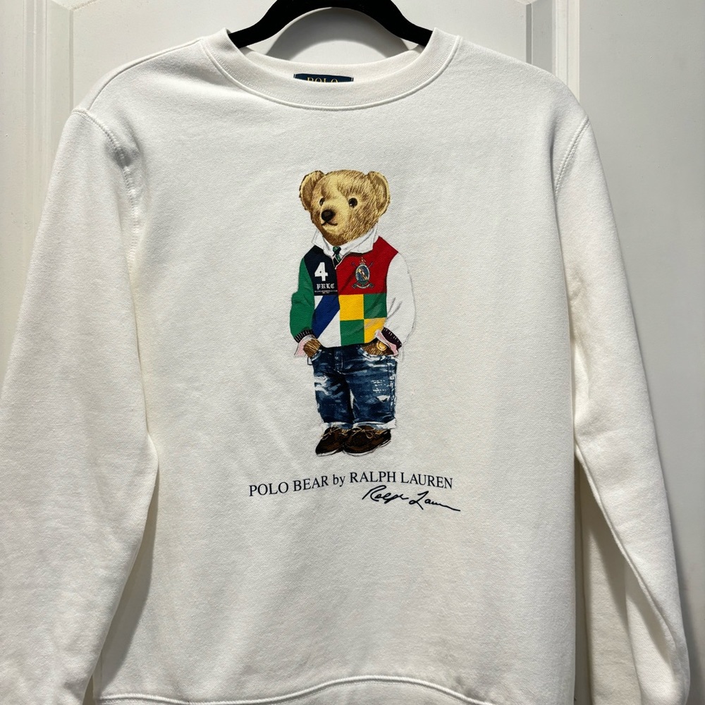 Ralph Lauren Boy's Polo Bear Fleece Sweatshirt - Club 55 White